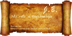 Jónás Benjamina névjegykártya